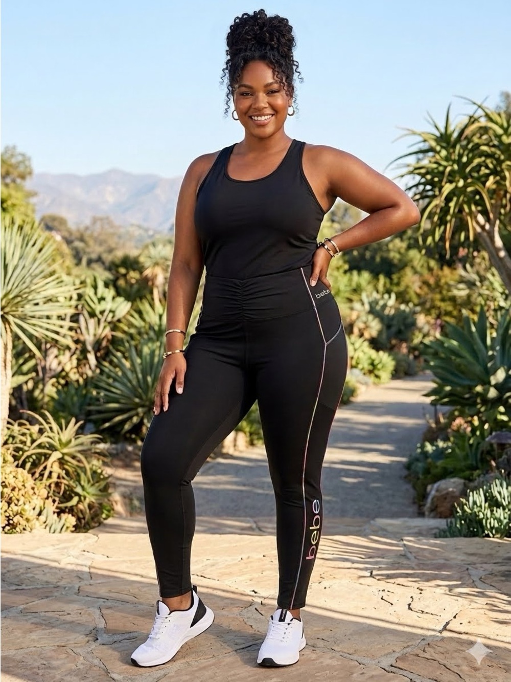 Bebe Sport Black Athletic Color Trim Leggings Size 2X
